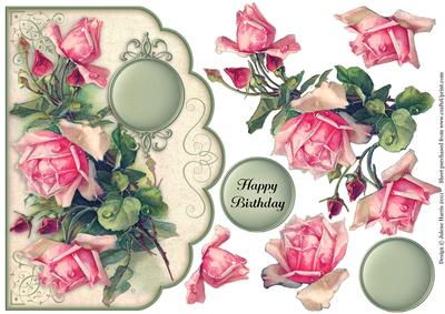 Dew Drop Roses - Scalloped Edge Card