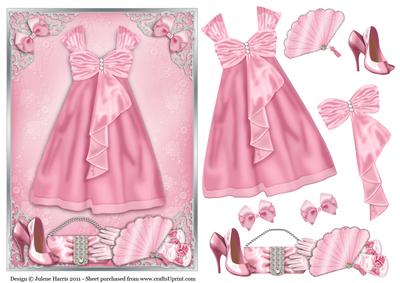 Beautiful Pink Gown - Decoupage Card
