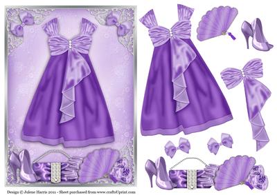 Beautiful Purple Gown - Decoupage Card