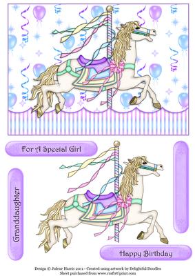 Carousel Horse Celebration - Decoupage Card
