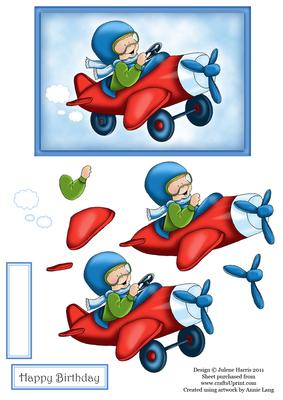 Flying High Airplane - Decoupage Card