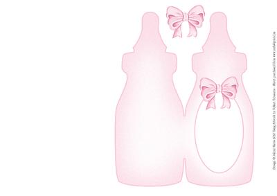 Pink Baby Bottle - Folded Insert for Baby Girl
