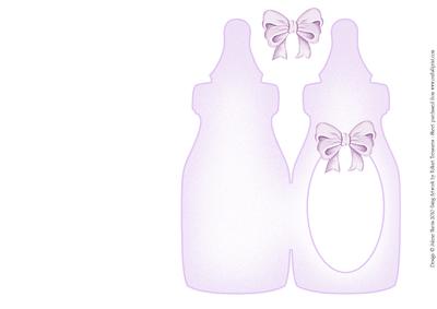 Purple Baby Bottle - Folded Insert for Baby Girl