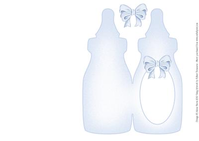 Blue Baby Bottle - Folded Insert for Baby Boy