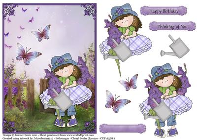 Cloey's Purple Garden - Decoupage Card