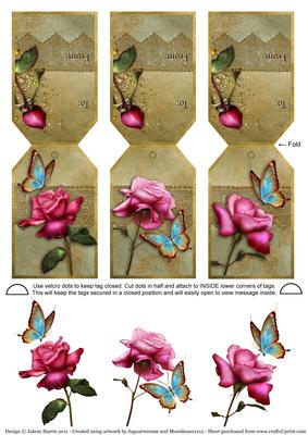 Antique Roses - Gift Card Tags