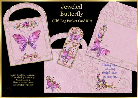 Jeweled Butterfly - Gift Bag Pocket Card Kit
