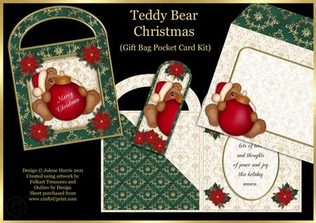 Teddy Bear Christmas - Gift Bag Pocket Card Kit