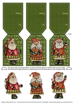 Handpainted Santas - Gift Tag Cards