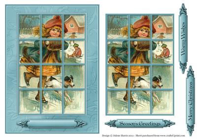Victorian Girl Ice Skating - Window Tile Card