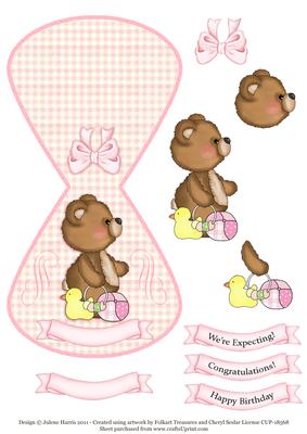 Fuzzy Cubby Baby Girl - Wobble Card