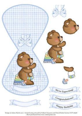Fuzzy Cubby Baby Boy - Wobble Card