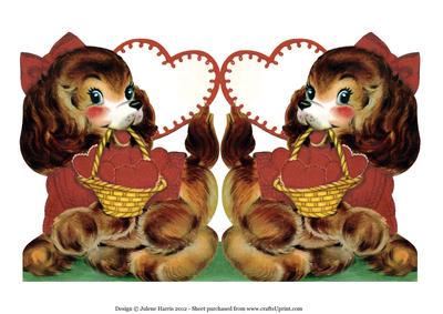 Pretty Valentine Puppy - Folded Shaped Card