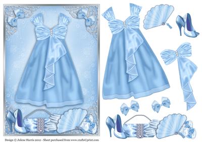 Beautiful Light Blue Gown - Decoupage Card