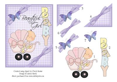 Beautiful Baby Girl Card Front & Decoupage