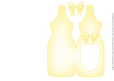 Yellow Baby Bottle - Folded Insert for Baby Boy or Girl