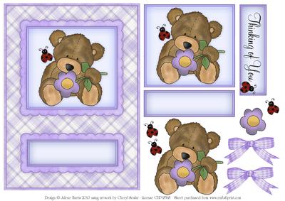 Thinking of You Spring Bear - Decoupage Card