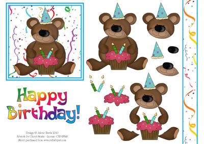 Confetti Birthday Bear - Decoupage Card