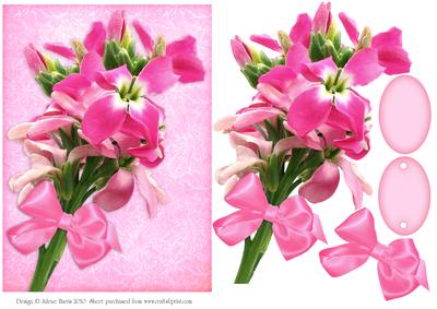 Spring Splendor Pink Floral Bouquet - Decoupage Card