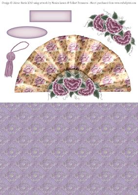Antique Purple Floral Fan - Fan Sheet