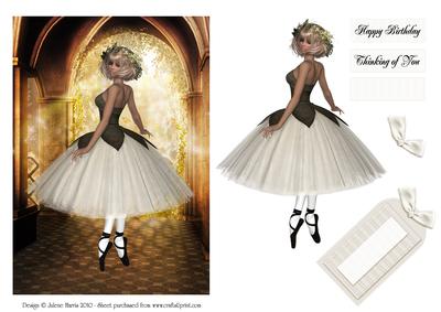 Secret Garden Ballerina - Decoupage Card Front