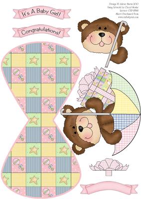 Baby Shower Girl Bear - Wobble