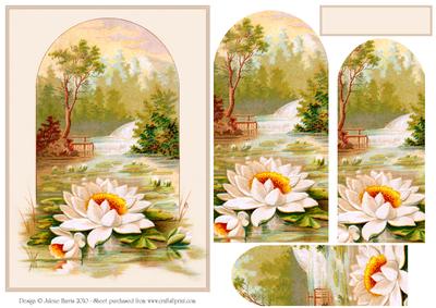 Lilies at the Waterfall - Pyramid Card