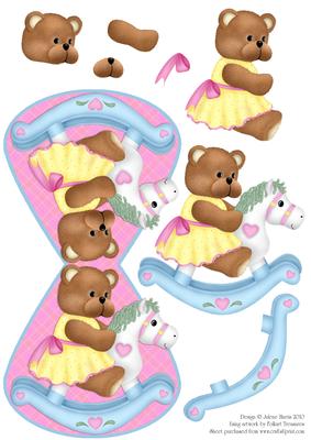 Little Girl Bear on Rocking Horse - Wobble