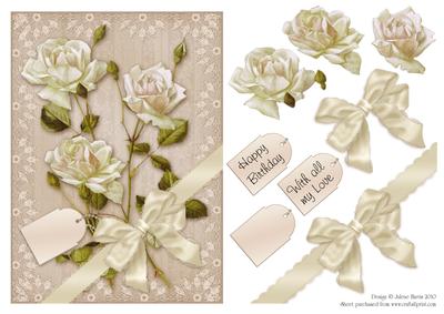 Ivory Roses and Lace - Decoupage Card
