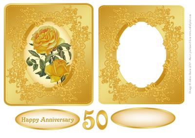 Golden Anniversary Roses - Decoupage Card