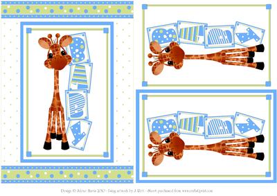 Giraffe Baby Boy - Decoupage Card