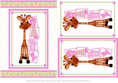 Giraffe Baby Girl - Decoupage Card
