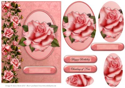 Sweet Serenity Pink Roses - Decoupage Card