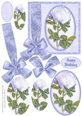 White Rose Daydream - Decoupage Card