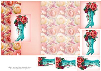 Victorian Roses - Foldback Card with Pyramid