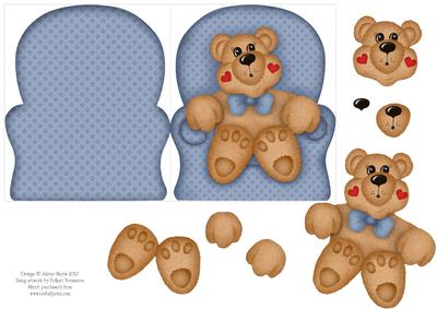 Comfy Chair Bear - Folded Shaped Card
