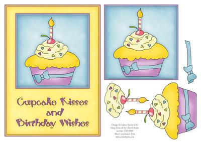 Cupcake Kisses and Birthday Wishes - Decoupage Card