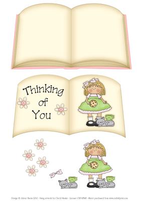 Thinking of You - Girl with Kitten - Book