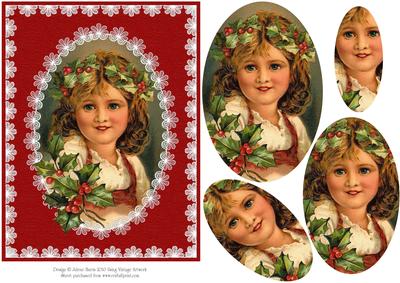 Victorian Christmas Girl - "grace" - Pyramid Card
