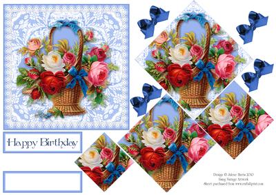 Basket of Roses and Lace - Pyramid Card