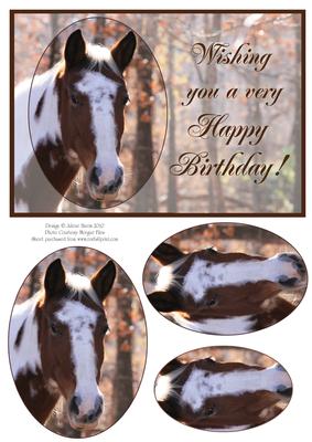 Autumn Paint Horse - Birthday Pyramid Card