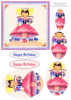 Lovely Little Birthday Girl - Pyramid Card