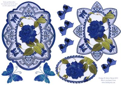 Vibrant Blue Rose - Decoupage