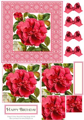 Pink Rose Blooms - Pyramid Card