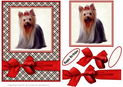 Pretty Little Yorkie - Decoupage Card