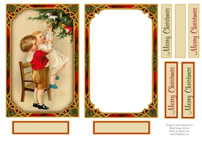 Decorating the Christmas Tree - Decoupage Card