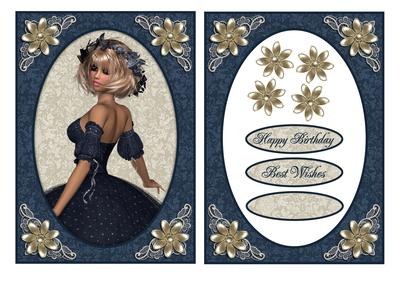 Blue Ballet Beauty - Decoupage Card