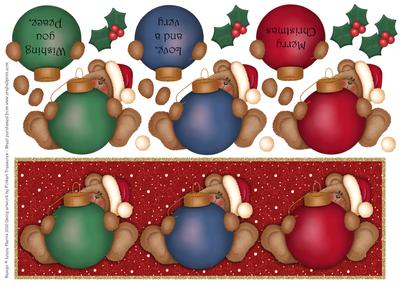 Christmas Bears and Baubles - Decoupage Card