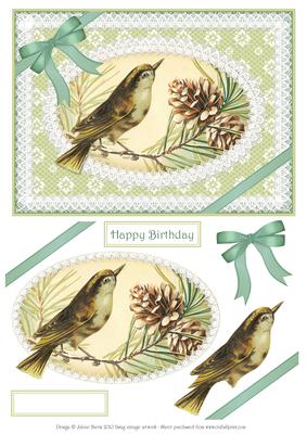 Beautiful Birdie on a Branch - Decoupage Card