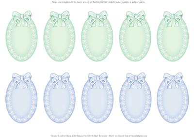 Mini Oval Lace and Ribbon Inserts - Green and Blue